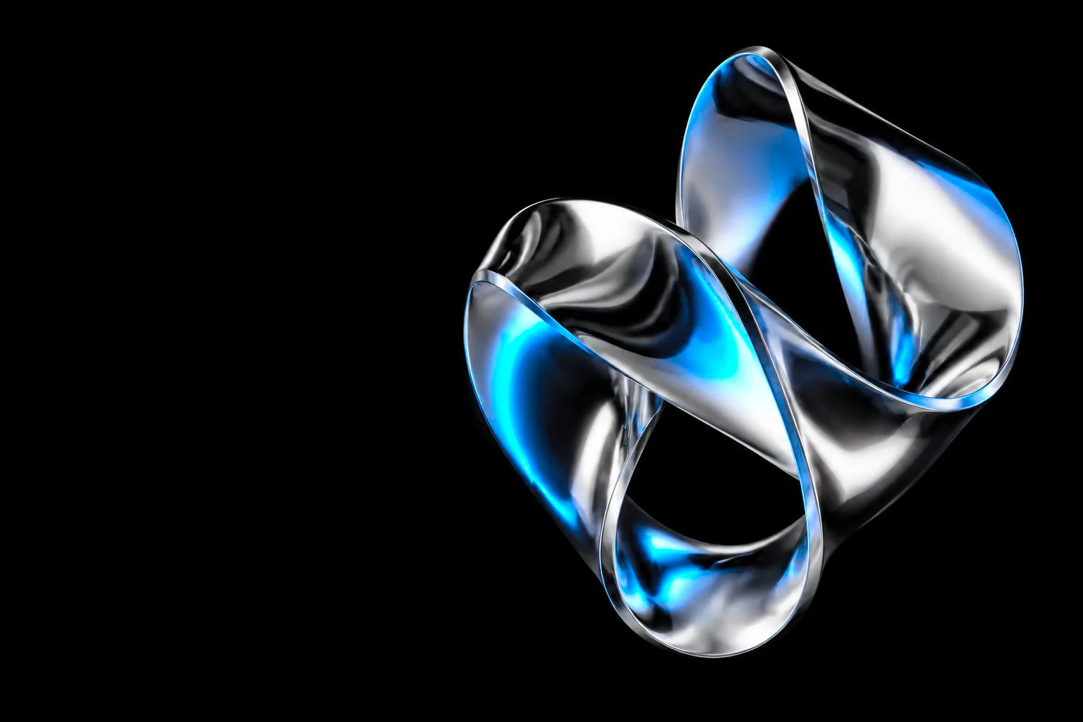 Interconnected chrome sculpture reflecting our connected creative disciplines