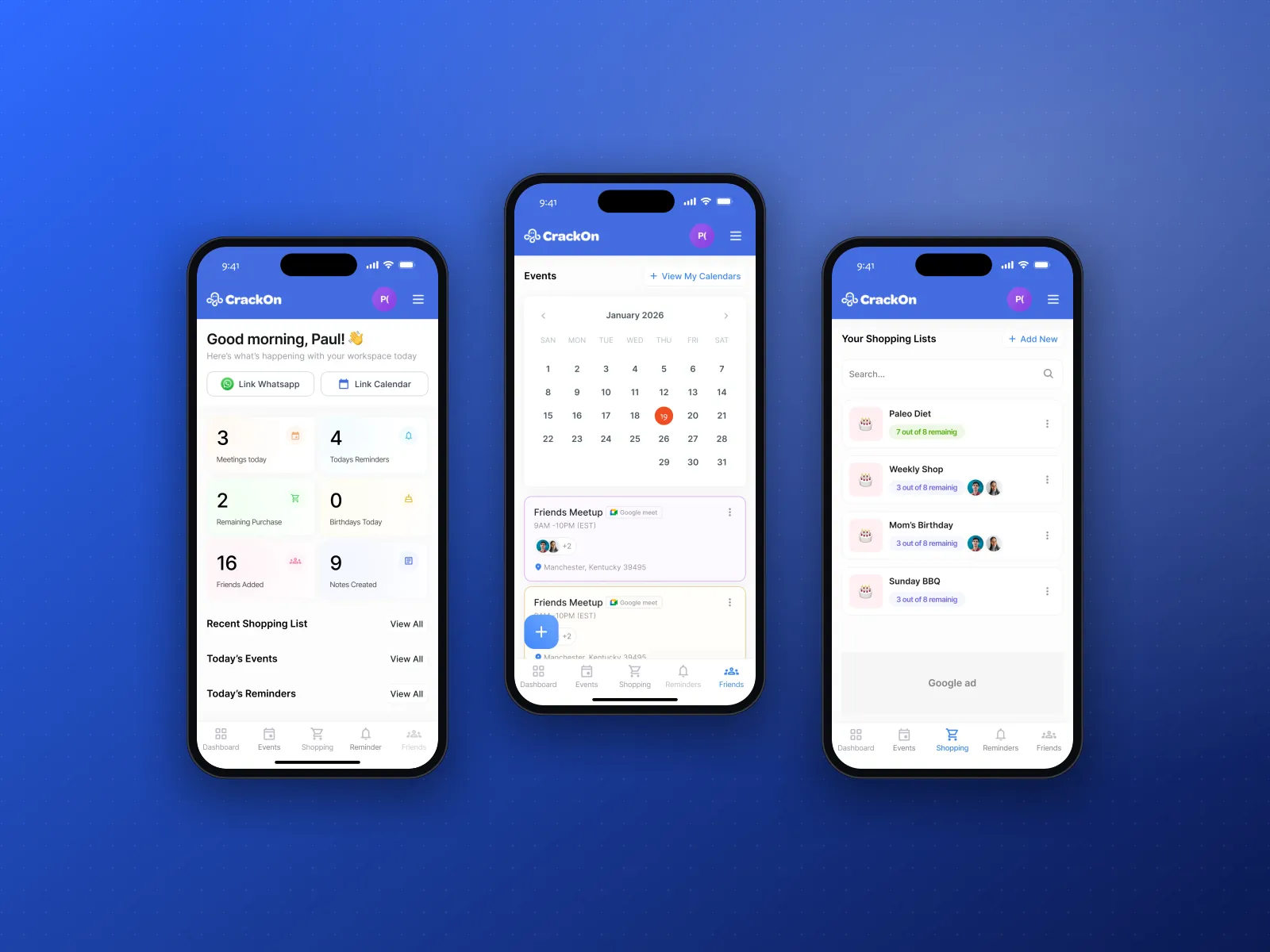 Crackon mobile app design - view 1
