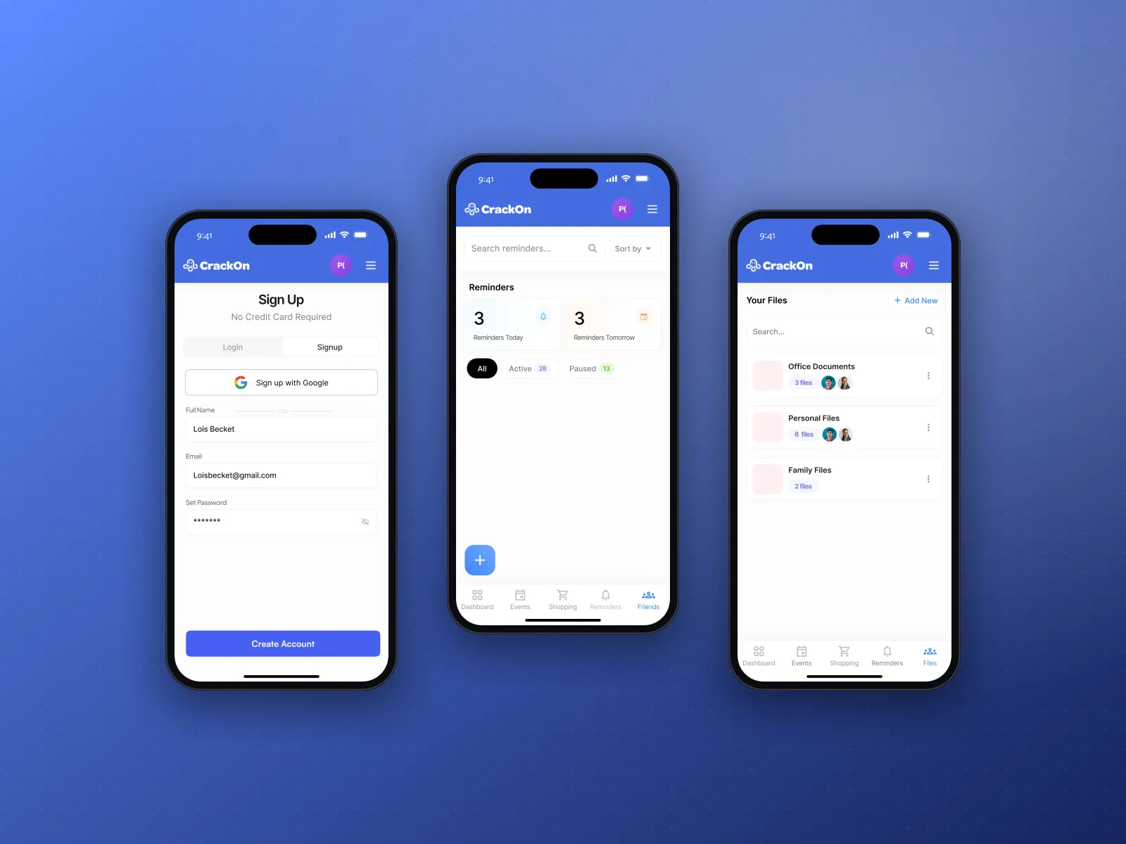 Crackon mobile app design - view 2