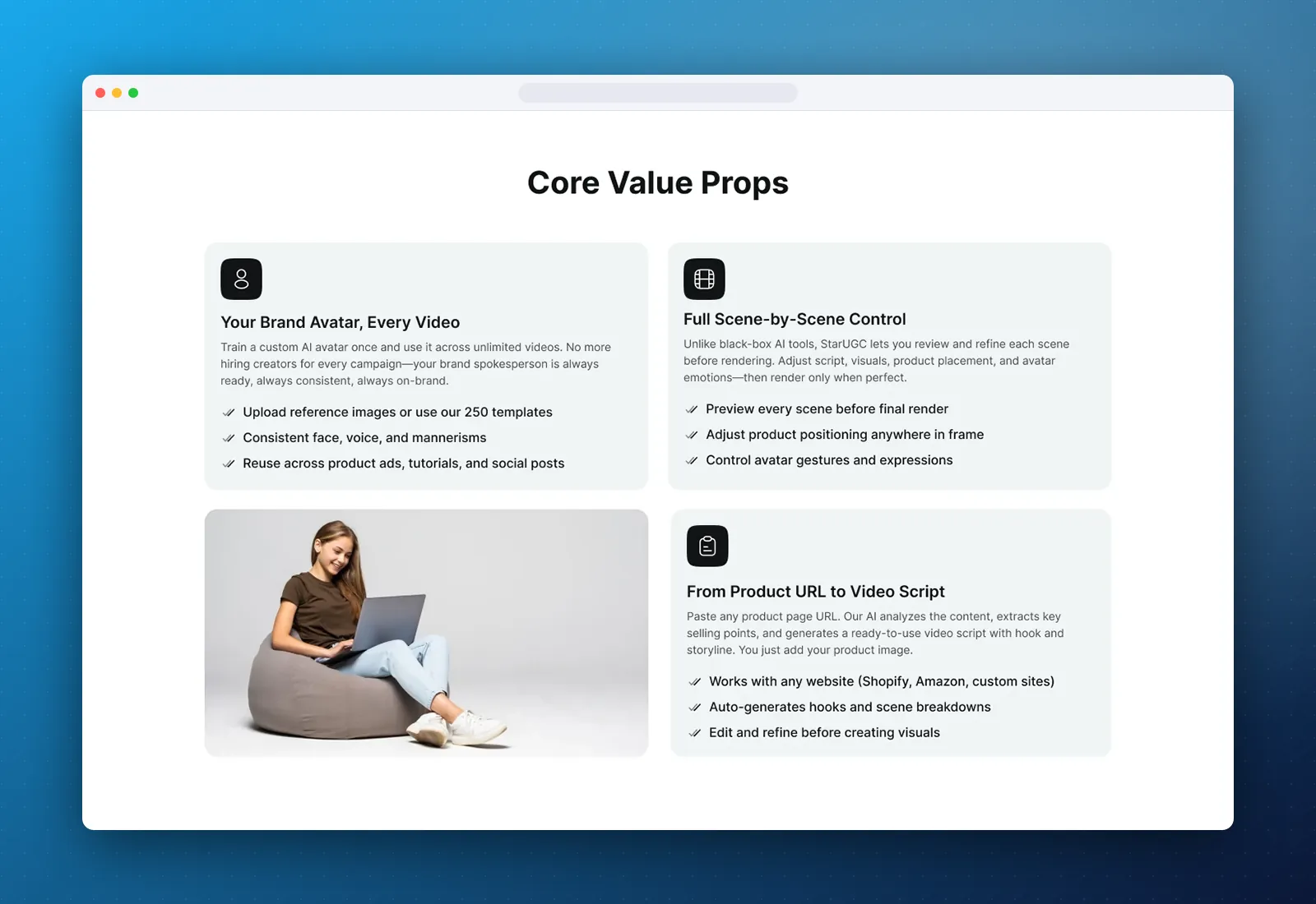 StarUGC ai video website - view 1