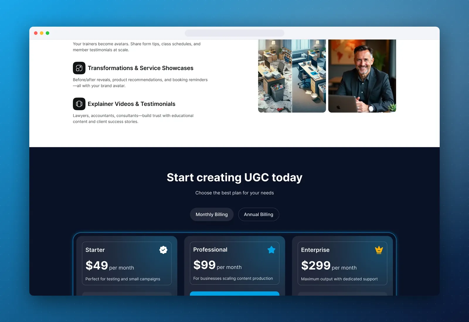StarUGC ai video website - view 3