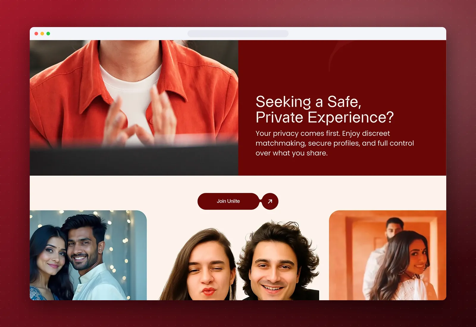 Uniite matchmaking platform design - view 3